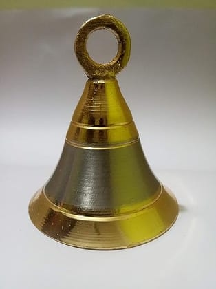 1.5" INCH Brass & SS  Hanging Bell/Ghanti. Ideal for Pooja Room/Home Decoration. Colour Golden with Silver Touch