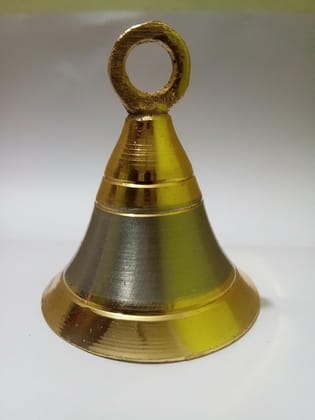 2" INCH Brass & SS  Hanging Bell/Ghanti. Ideal for Pooja Room/Home Decoration. Colour Golden with Silver Touch