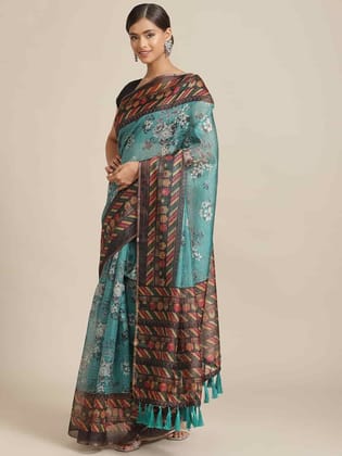 Women's Linux Soft Silk Saree With Unstiched Blouse Piece