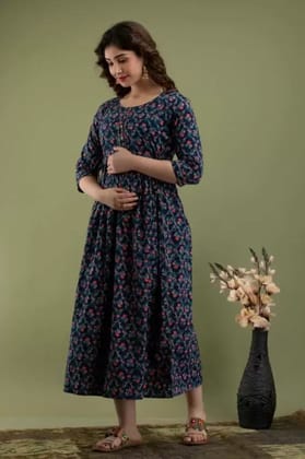 Vishuddhi Creation Women's Cotton Floral Printed Anarkali Maternity Feeding Kurti