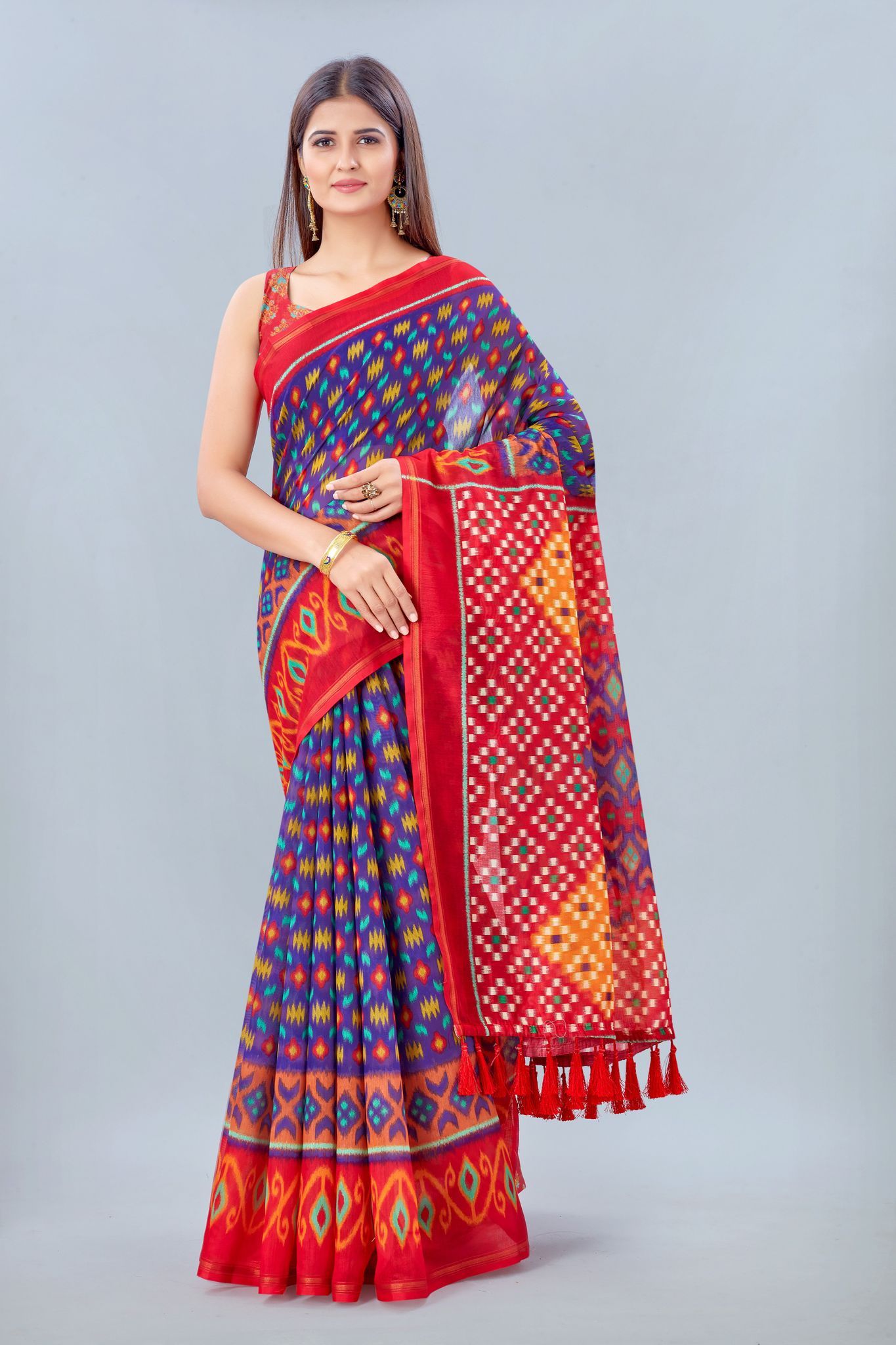 Women's Pure Cotton Bandhej Digital Print Multicolor Saree