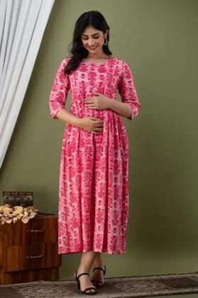 Vishuddhi Creation Women's Cotton Floral Printed Anarkali Maternity Breast Feeding Kurti