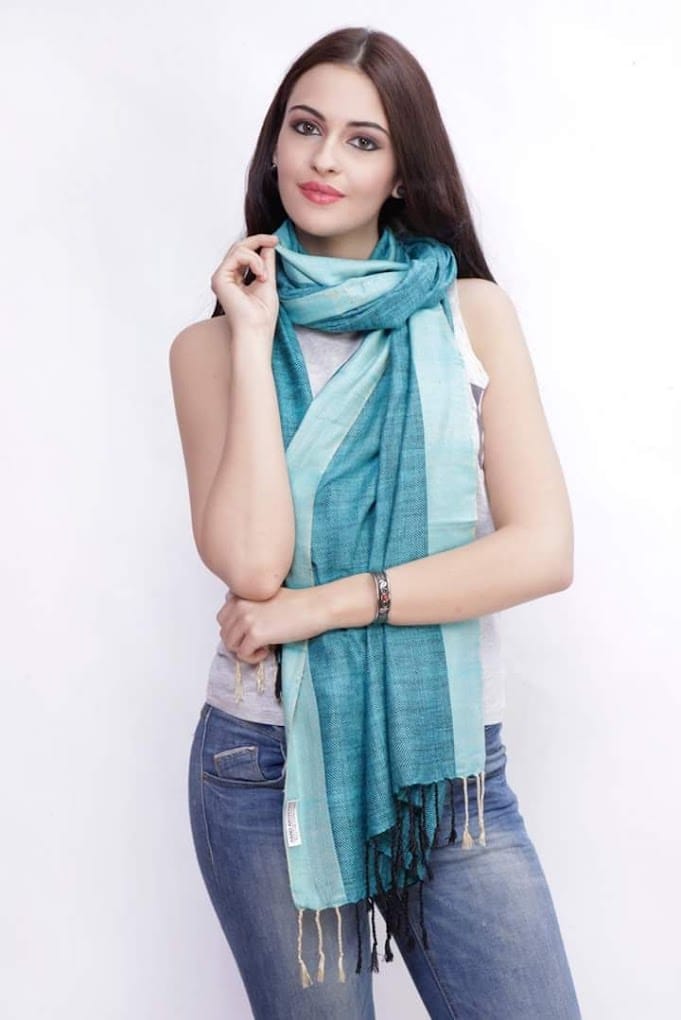 Handloom soft blue scraf for women