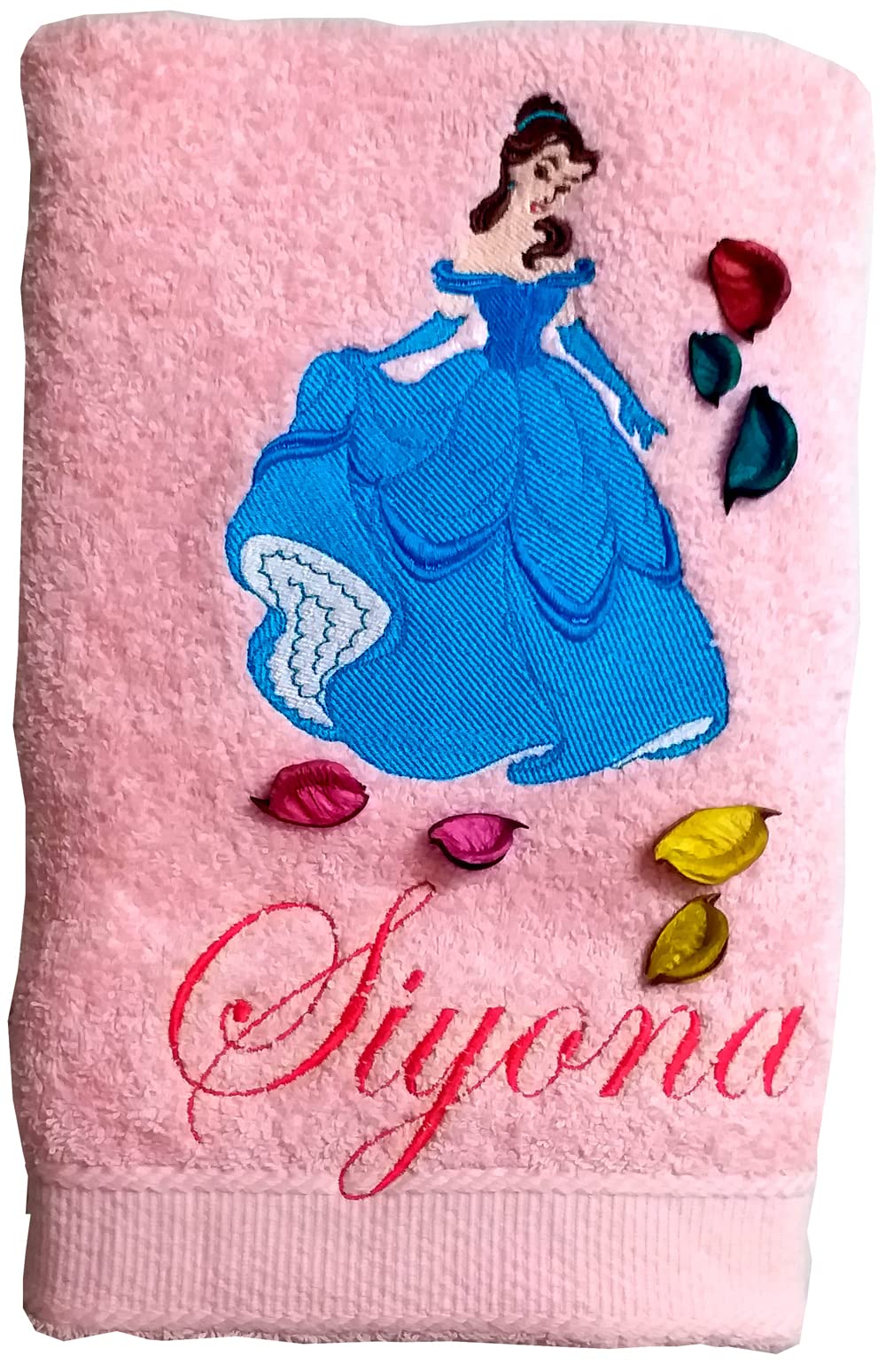 TurtleLittle, Cotton, Princess Barbie Personalised Kids Bath Towel, 500 GSM (Set of 1, Pink)