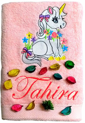 TurtleLittle, Cotton, My Little Pony Unicorn Personalised Kids Bath Towel, 500 GSM (Set of 1, Pink)