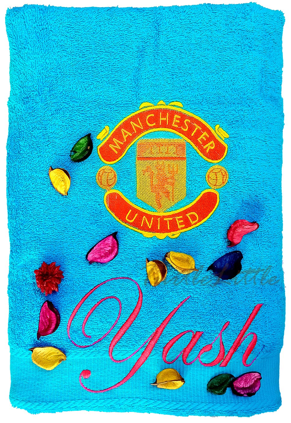 TurtleLittle, Cotton, Personalised Soccer Club Adult Bath Towel, 600 GSM (Set of 1, Blue)