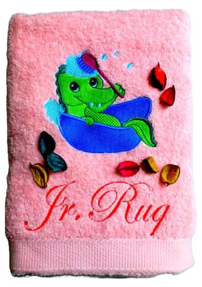 TurtleLittle, Cotton, Personalised Bathing Baby Crocodile Embroidered Kids Bath Towel, 500 GSM (Set of 1, Pink)