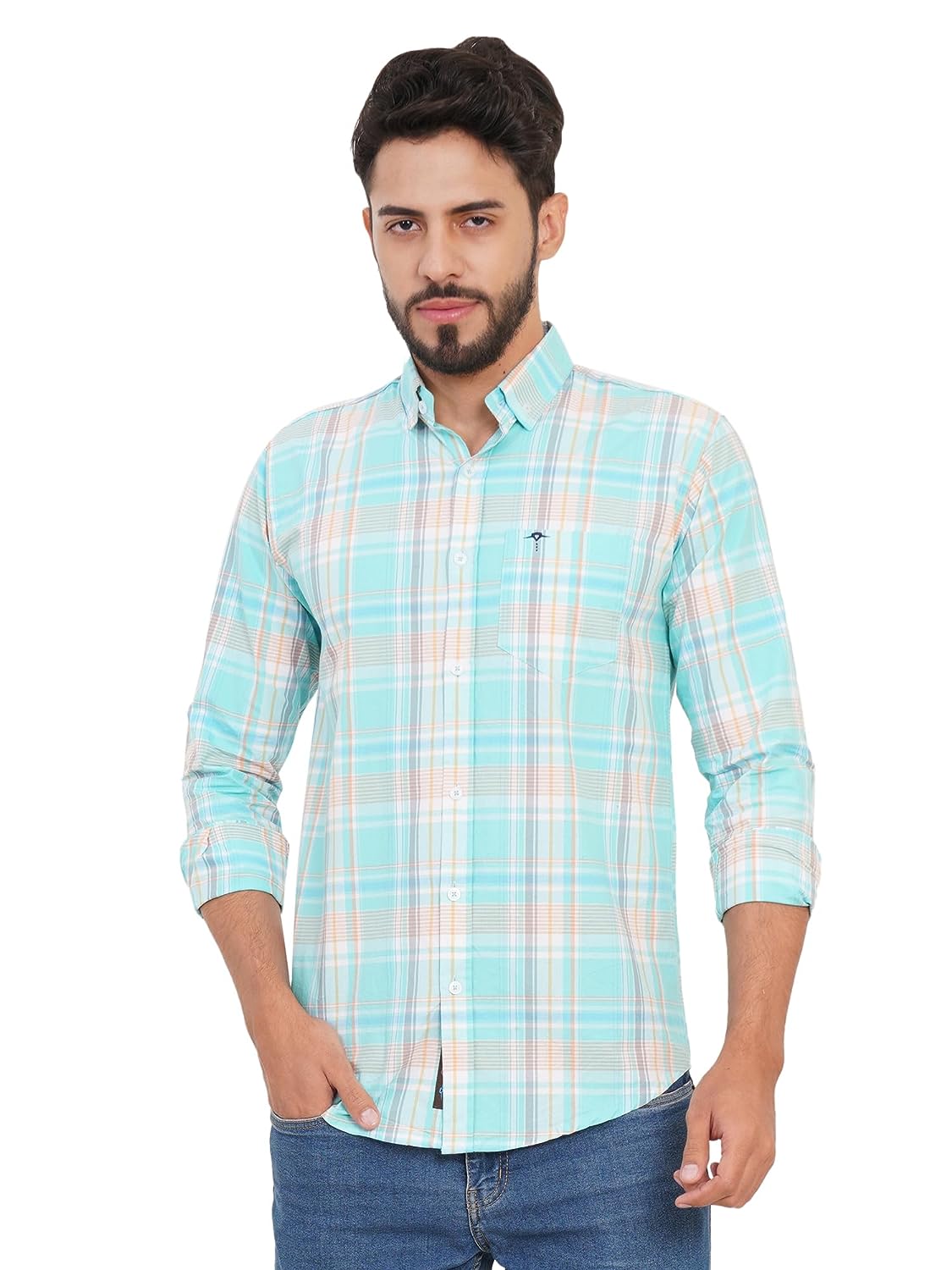 Men's Checkered Slim Fit Cotton Casual Shirt