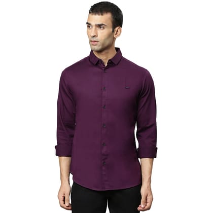 Dennis Lingo Men's Cotton Solid Slim Fit Casual Shirt with Pocket, Full Sleeve Shirt for Formal & Casual Wear (Purple)