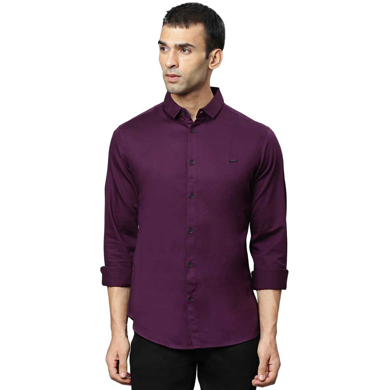 Solid Slim Fit Mens Casual Shirt