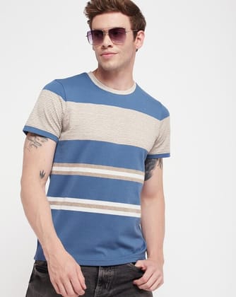 Hang N Hold Men's Round Neck Colourblocked Half sleeves Tshirt