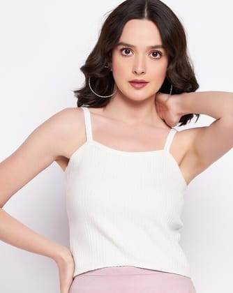 Hang N Hold Women solid square neck sleeveless crop top