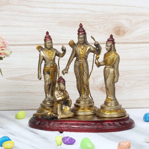 Artvarko Ram Darbar Statue Shree Ram Ji Sita Laxman Hanuman Home D Cor Brass Metal Bhagwan Idol