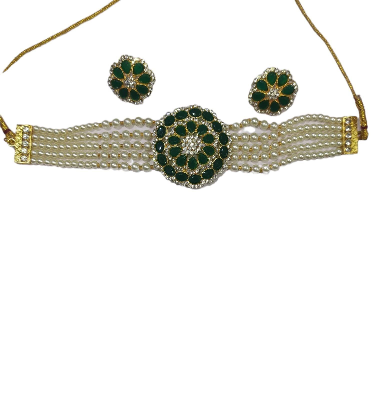 Green Color Choker Set For Girls Women Party Wear