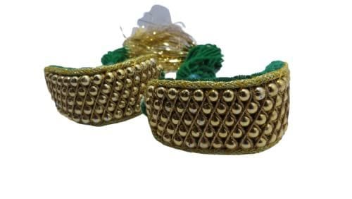 NirvairTribe Elegant & Beautiful Green And Golden Rajputi Pochi set for Women & Girls