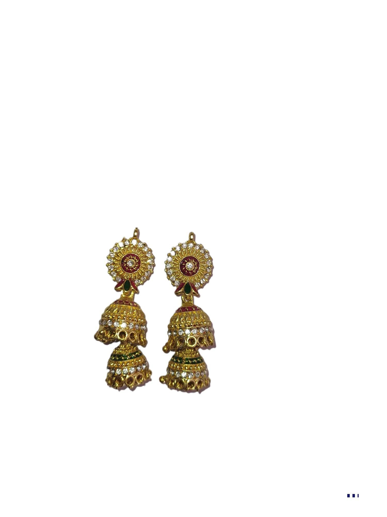 Buy Bindhani Women's Blue Drops Golden Oxidised Jhumka Earrings