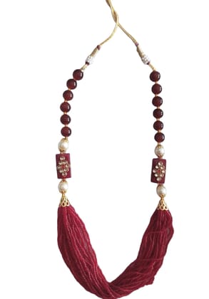 Infinity Jewels Delicate Ruby Mala Necklace Set For Women