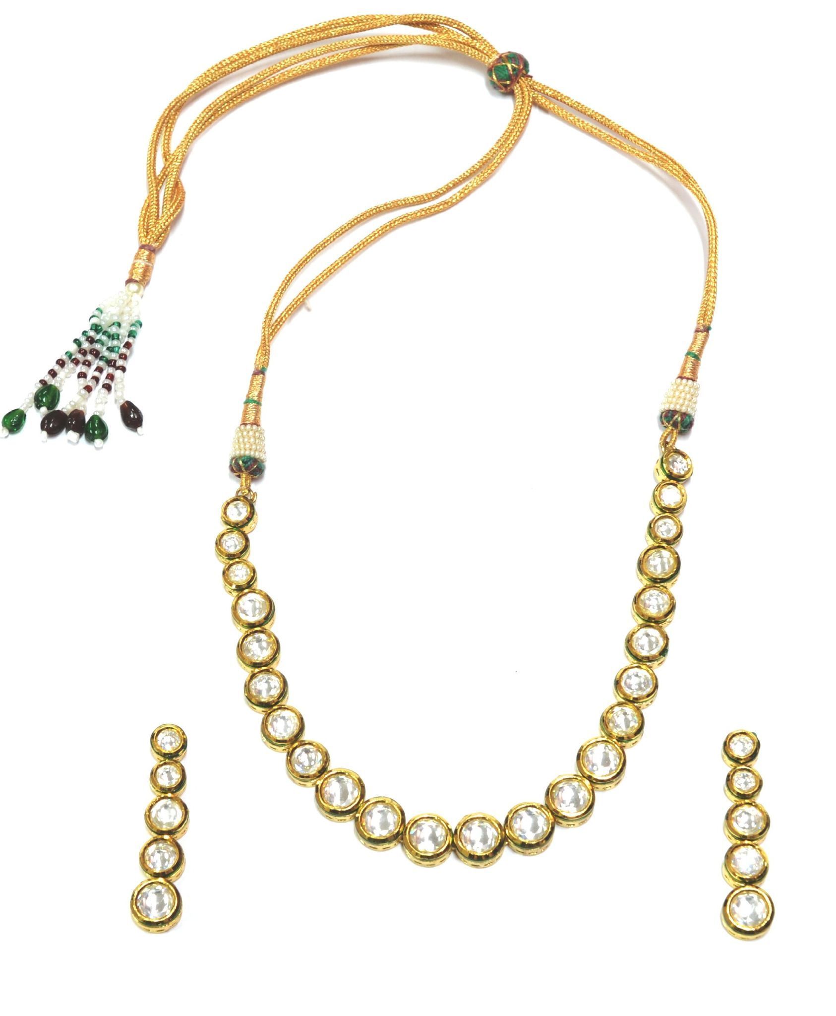 ZevarWale Single line kundan Set with mina-Kari