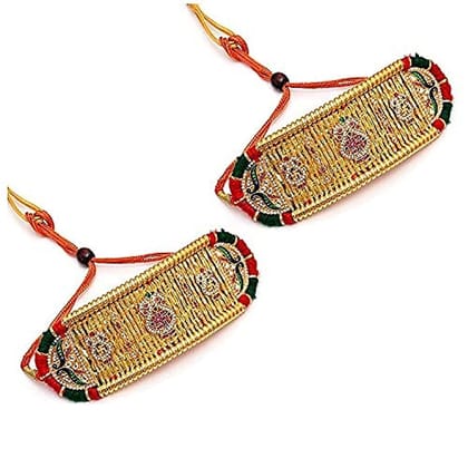 RURU Gold Plated Traditional Rajasthani Padmavati Bajubandh/Armlet Set/bajuband with Loom in Kundan, Meenakari and AD/CZ for Women and Girls