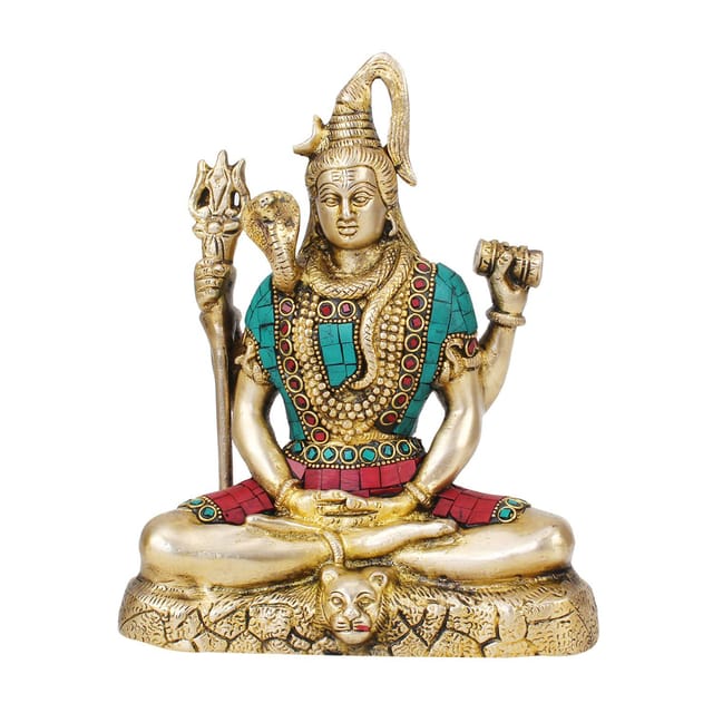 ARTVARKO Brass Lord Shiva Shankar Idol Bhole Nath Bhagwan Shiv Murti With Trishul For Home