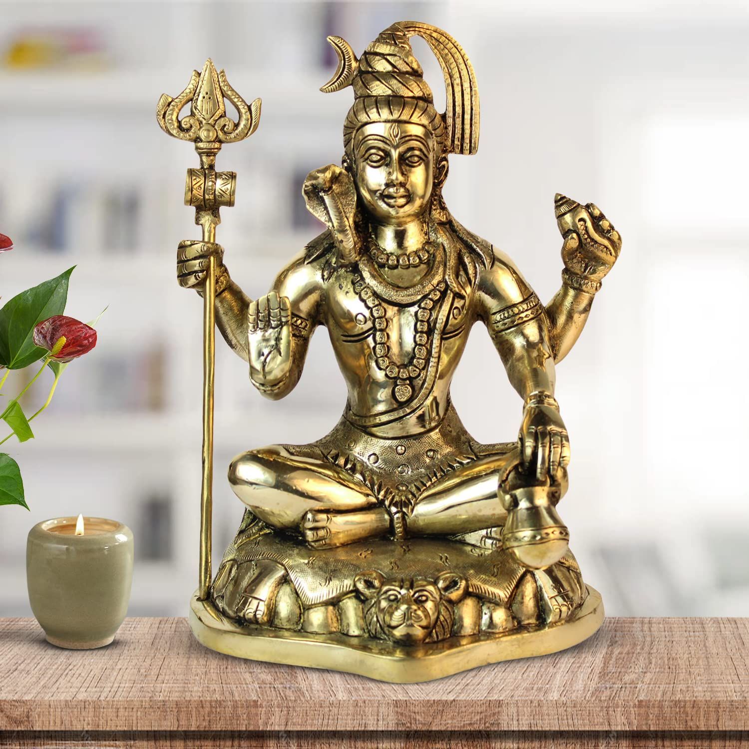 Amishi Blissful Decor Brass Trishool with Damru Stand | Trishul with Damru  Statue for Temple, Car Dashboard : Amazon.in: Car & Motorbike