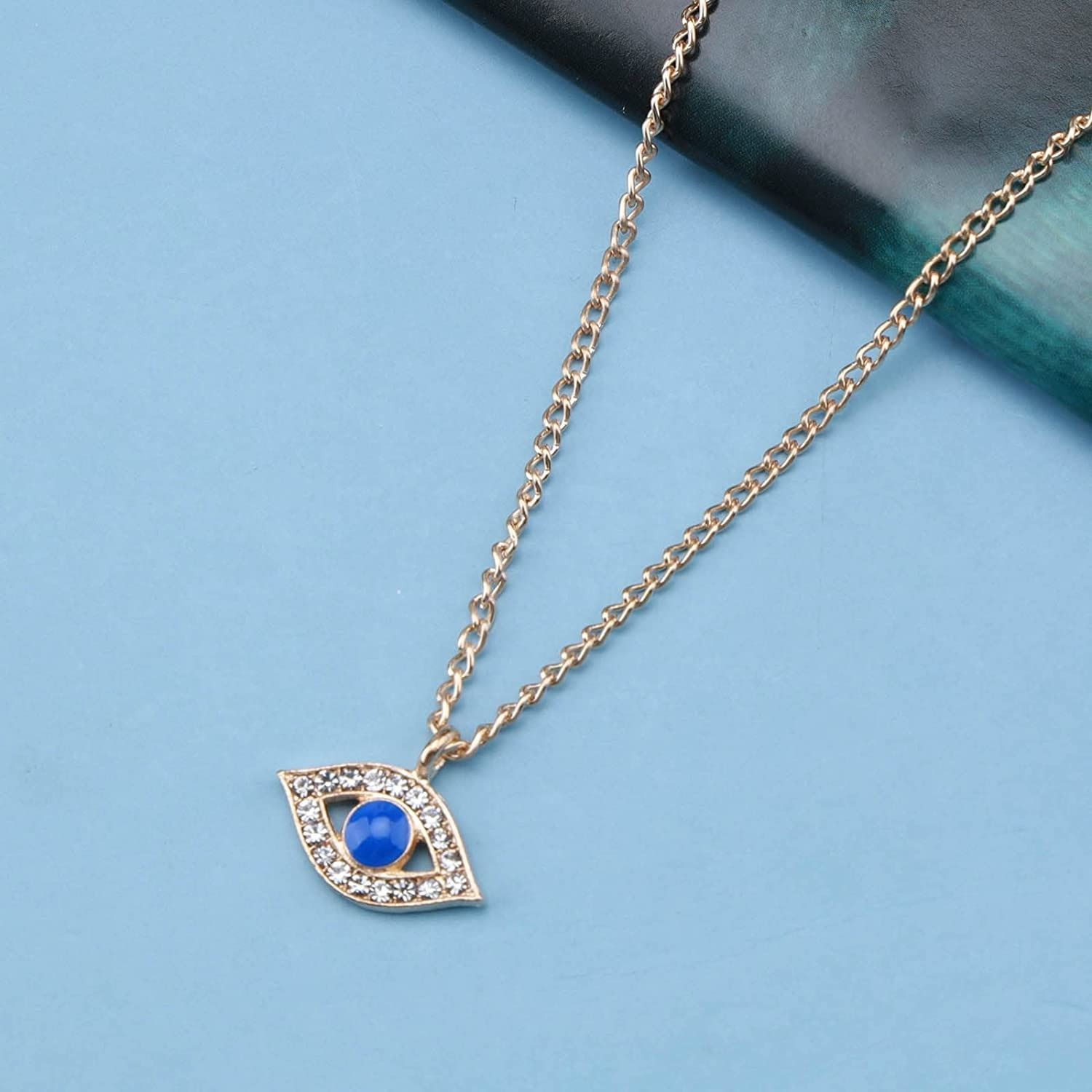 Eyes Pendant Necklace Full Crystal Blue Turkish Evil Eyes Necklace For Women