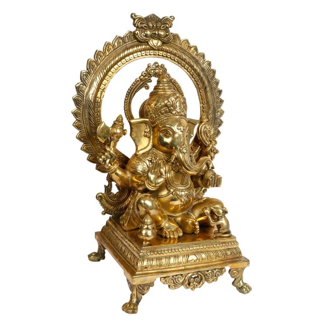 Artvarko Big Brass Ganesha Idol Ganesh Bhagwan Large Statue God Ganpati Murti For Home Pooja 5067