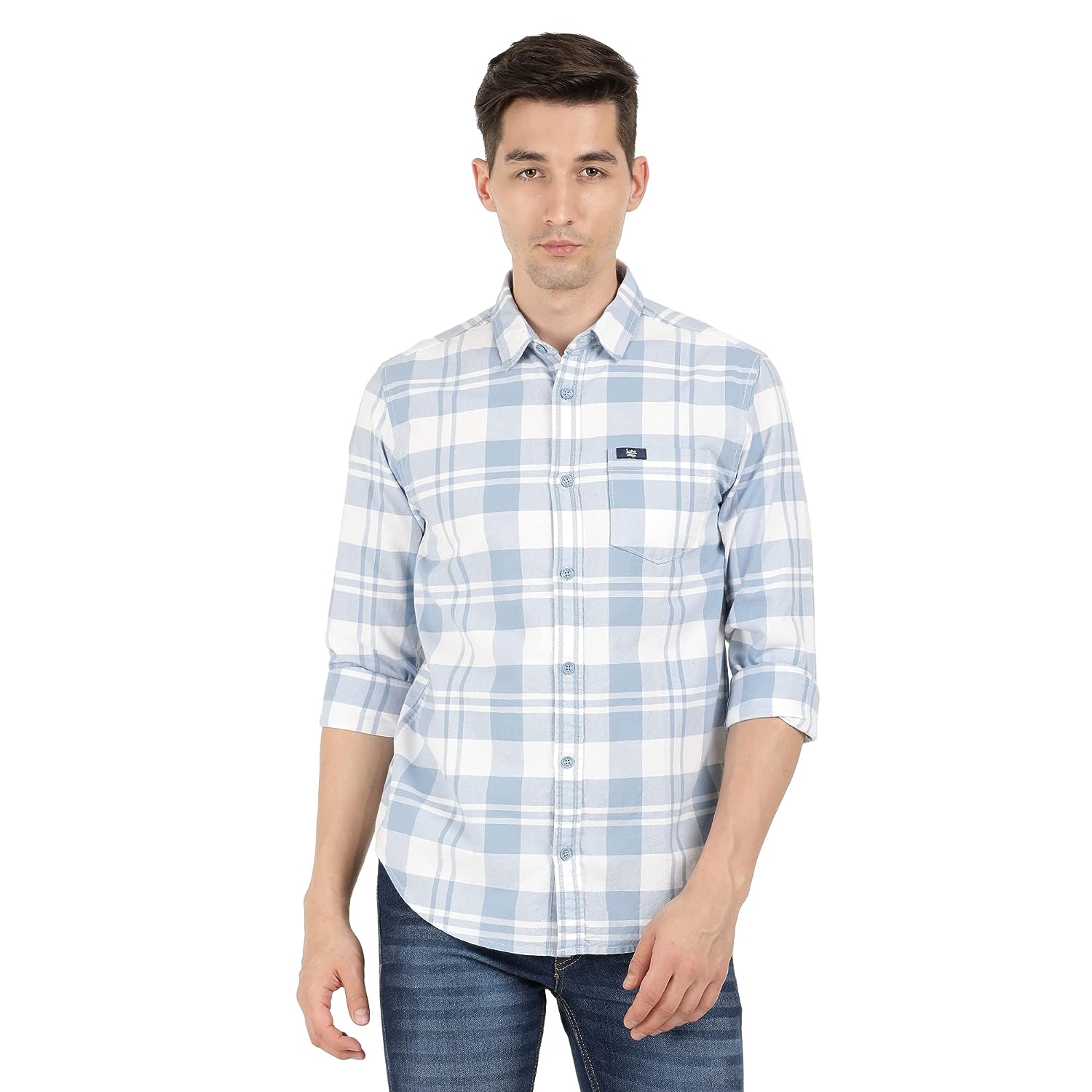 Men Slim Fit Checkered Spread Collar Casual Shirt (Multicolor)