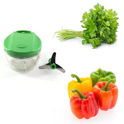 Arshalifestyle  Manual Green mini plastic food chopper with extra sharp blades (375 Ml)