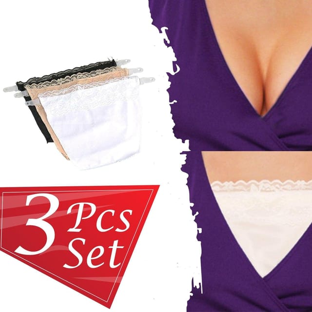 3pcs Ladies Cami Secret Lace Clip-on Mock Camisole Bra Overlay Modesty Panel