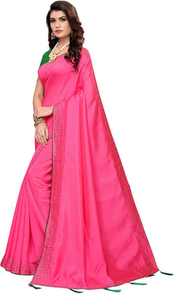 Womens Banarasi Silk Saree with Blouse Perfect for Every Occasion(Pink)