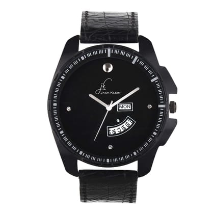 Elegant Black Dial & Black Strap with Day and Date Working Multi Function