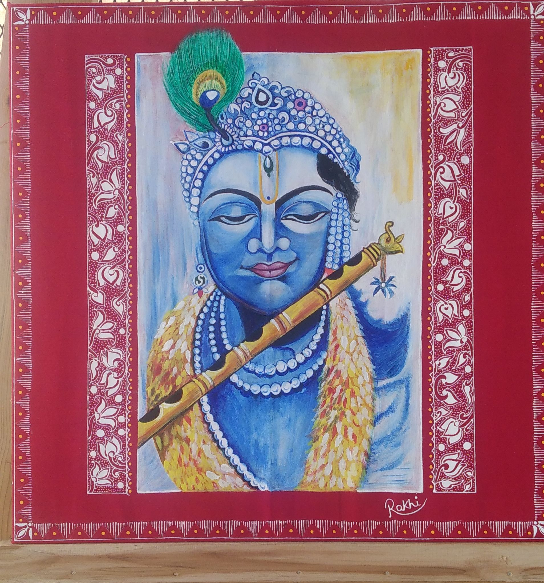 Aipanart decorations Sri krishan wall hanging painting