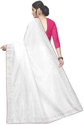 Saree for Women with blouse piece(White)