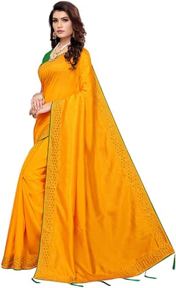 Saree with 0.8 Meter Blouse Piece - Perfect for Weddings and Festivals(Yellow)