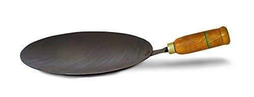 Light Angle Tawa, Original Handmade Loha Iron Lokhand Roti/Chapati Tawa with Wooden Handle