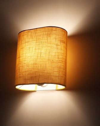 Light Angle Handmade Fabric Ovel Shades Wall Lamp for Bedroom Bedside (Yellow-Ovel)