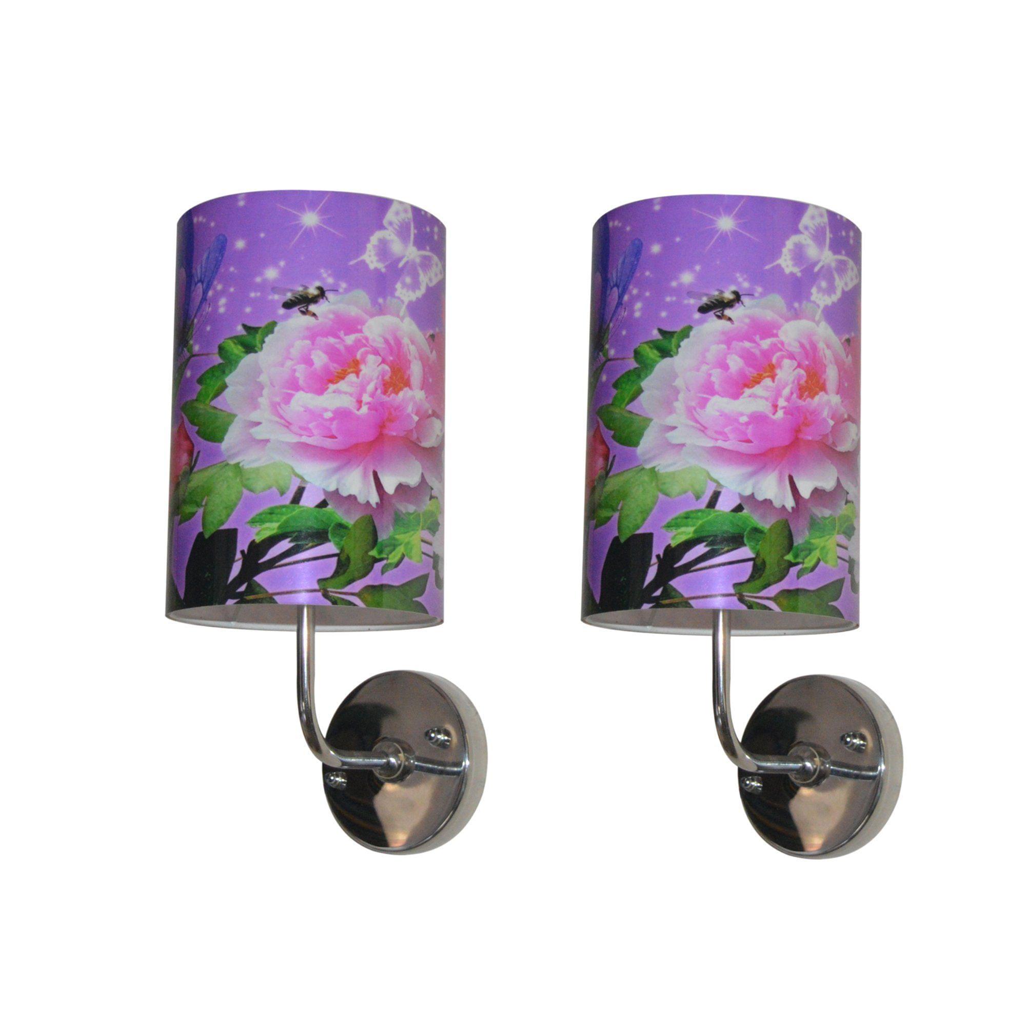 Light Angle Handmade Plastic with Color Paper Sheet Crafted Floral Sceneted Wall Sconce Lamp (Set of 2) (5.5x5.5x8 inch, Multicolor)