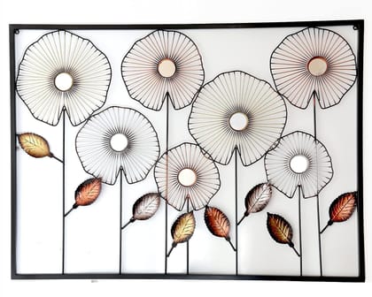 Light Angle Metal Wall Decor Flower Sculpture in Frame Hanging Wall Art Decor ,multicolor