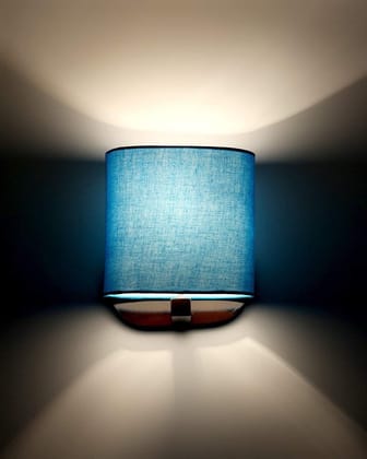 LIGHT ANGLE Wooden Surface Mounted Classic Fabric Oval Shape Wall Lamps for Home Bedroom (Sky)