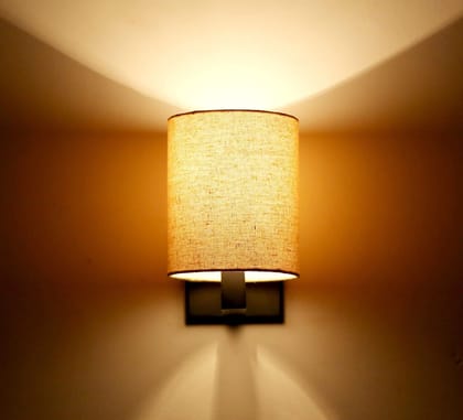 LIGHT ANGLE Gold Fabric Handmade & Wooden Base Up Wall Lamps Light (New-W-Gold)
