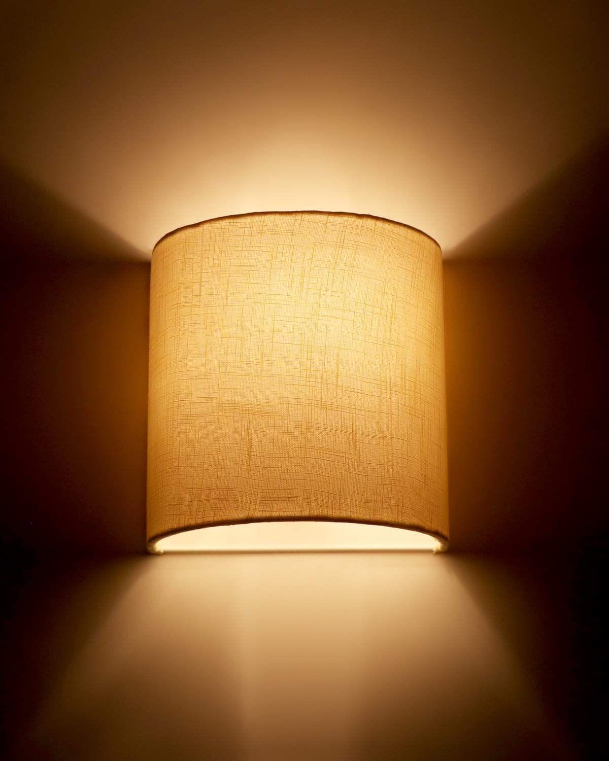 Light Angle Handmade Fabric Wall Lamps Shade for Home (Beige-D Shape)