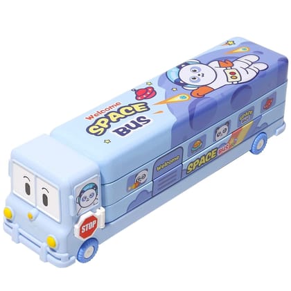 Faircost Metal Bus Double Decker Bus Shape Pencil Box for School and Wheels for Kids Birthday Party Return Gifts and Other Multi-Purpose Uses (Blue)