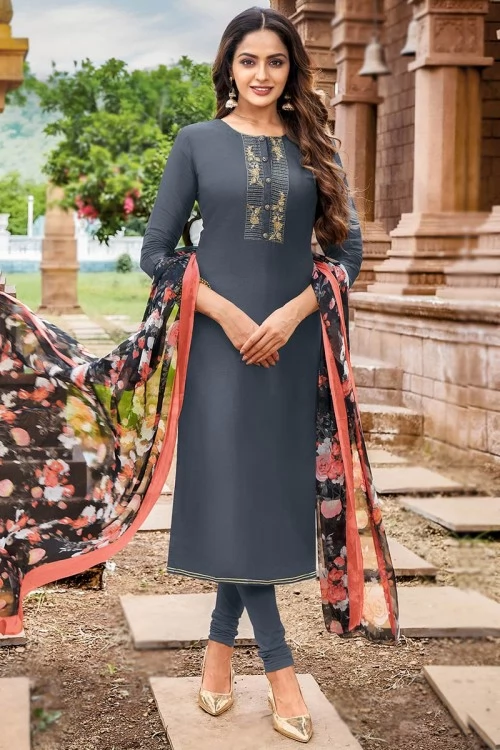 Grey churidar best sale