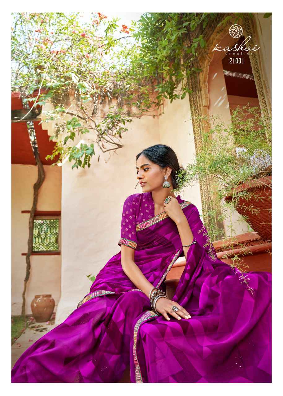 Purple Georgette With Pogo Work and Fancy Blouse - gnp009440