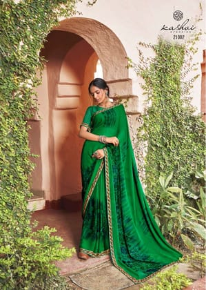 Green Georgette With Pogo Work and Fancy Blouse - gnp009437