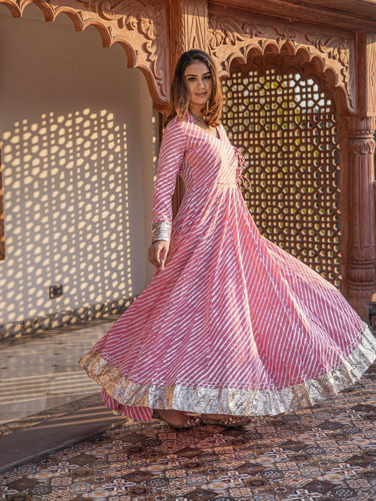 Pink hot sale cotton anarkali