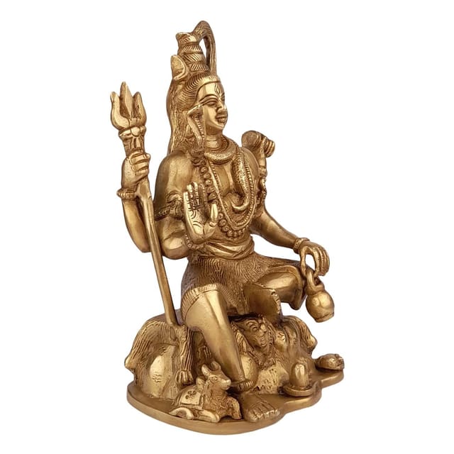 ARTVARKO Brass Blessing Lord Shiva Murti Idol Shankar Bhagwan Bhole Nath With Nandi Shivling