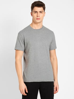 Men's Solid Round Neck T-Shirt (Grey Melange)