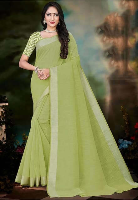 Sea Green Linen Saree With Weaving Work – Bahuji - Online Fashion &  Lifestyle Store